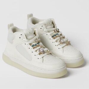Zara Kids White Sneakers with Jewel Accents